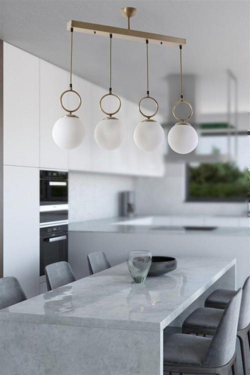 Morino 4 Lü Sıralı Beyaz Camlı Eskitme Sarkıt