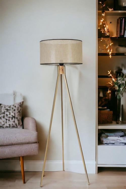 Fısco Tripod Eskitme Lambader Silindir Petek Abajurlu