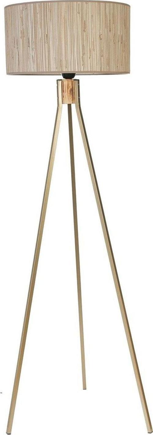 Fısco Tripod Eskitme Lambader Silindir Bambu 09 Abajurlu
