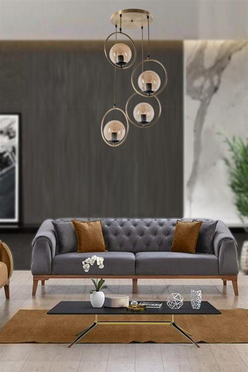Ring 4 Lü Tepsili Bal Camlı Eskitme Sarkıt