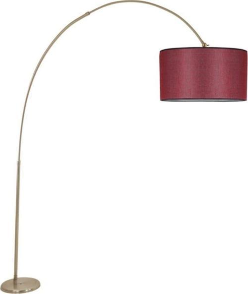 Deve Boynu Mat Krom Lambader Silindir Hasır Bordo Abajurlu