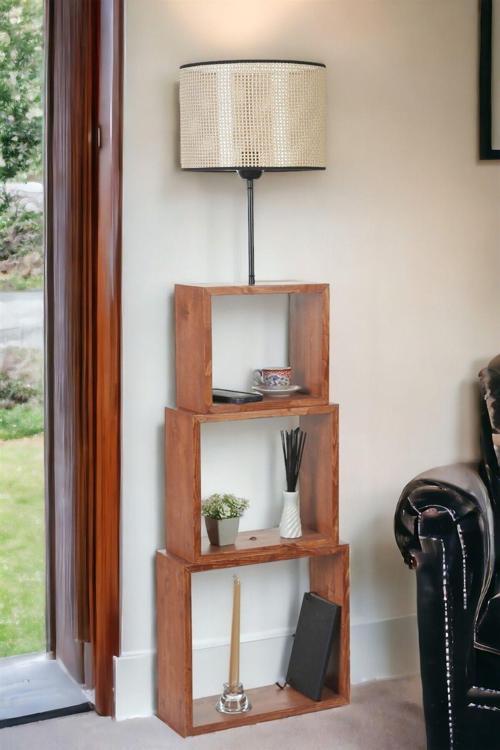 Puzzle Ceviz Lambader Petek Abajurlu