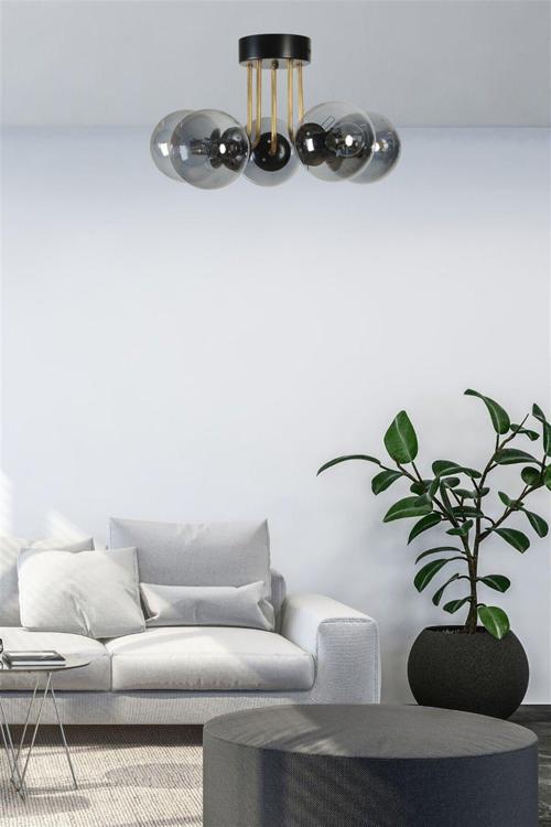 Pablo 5 Li Siyah Füme Camlı Avize