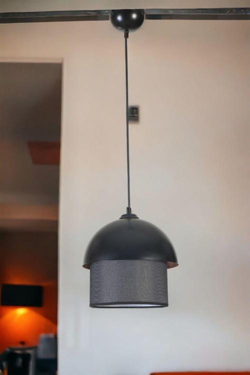 Retro 3 Siyah Hasır Siyah Abajurlu Sarkıt