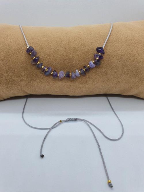 Sertifikalı Ametist Taşı Tasarım Kolye Ayarlanabilir Orijinal Doğal Taş Çok Fonksiyonlu Kolye