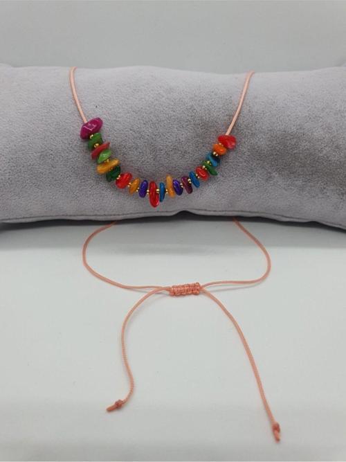 Sertifikalı Renkli Sedef Taşı Tasarım Kolye Ayarlanabilir Orijinal Doğal Taş Çok Fonksiyonlu Kolye