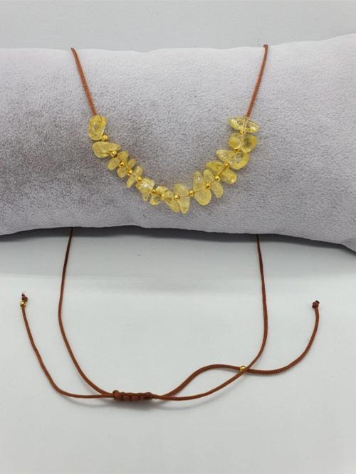 Sertifikalı Sitrin Taşı Tasarım Kolye Ayarlanabilir Orijinal Doğal Taş Çok Fonksiyonlu Kolye