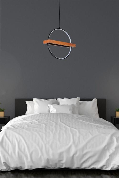 Perla Tekli Ledli Siyah Avize Gunışığı