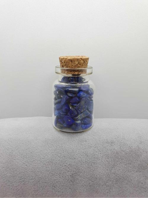 Sertifikalı Tüp Şişelerde Kırık Doğal Taşlar (LAPİS LAZULİ TAŞI DELİKLİ) 5x3cm Büyük Boy
