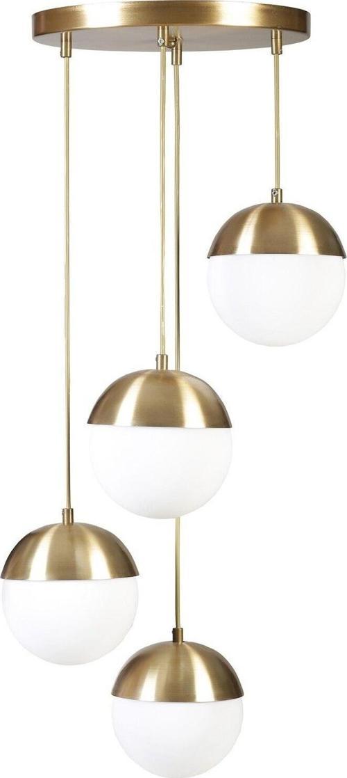 Küre 4 Lü Tepsili Eskitme Beyaz Camlı Avize