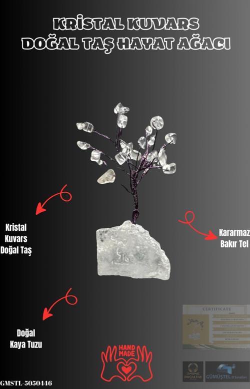 Sertifikalı Doğal Taş Kristal Kuvars Taşı Dekoratif El Yapımı Ağaç