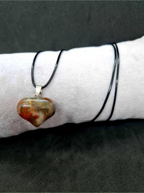 Sertifikalı Doğal Kantaşı Kalp Kolye Zincir Dahil