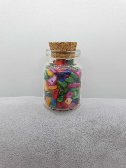 Sertifikalı Tüp Şişelerde Kırık Doğal Taşlar (RENKLİ SEDEF DELİKLİ) 4 X 2cm Büyük Boy