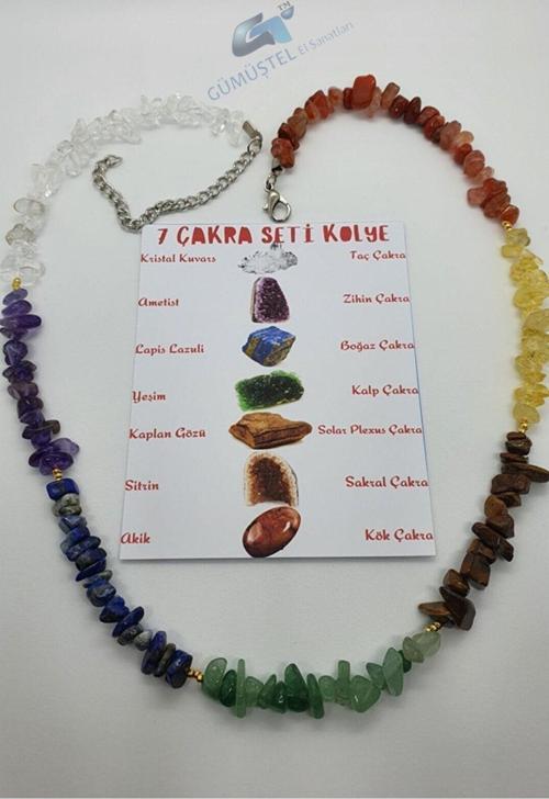 Sertifikalı Doğal 7 Çakra Kolye Orijinal Doğal Taş Tasarım