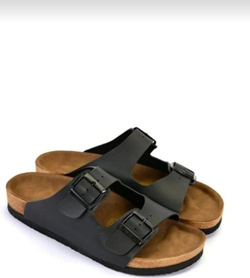 Erkek Terlik Siyah Cilt Tokalı Unisex Günlük Terlik 45