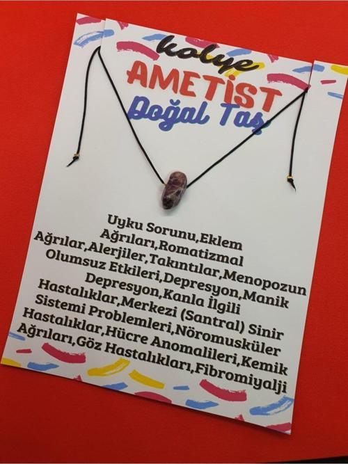 Sertifikalı Ametist Taşı Kolye Ayarlanabilir Orijinal Doğal Taş Çok Fonksiyonlu Kolye