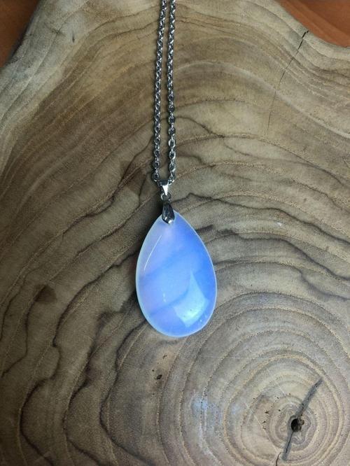 Sertifikalı Opal Doğal Taş Damla Kesim Kolye Sürpriz