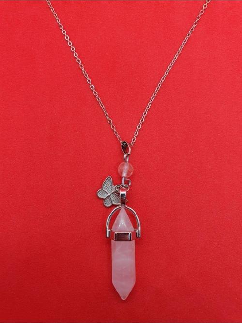 Sertifikalı Pandül Kelebek Kolye Doğal Kuvars Taşı