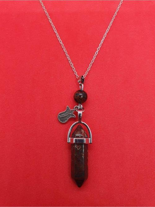 Sertifikalı Jasper Taşı Pandül Lale Kolye Doğal Taş Özel Tasarım Model