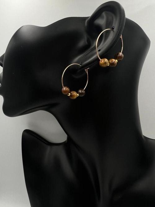 Sertifikalı Kaplan Gözü Doğal Taş Küpe