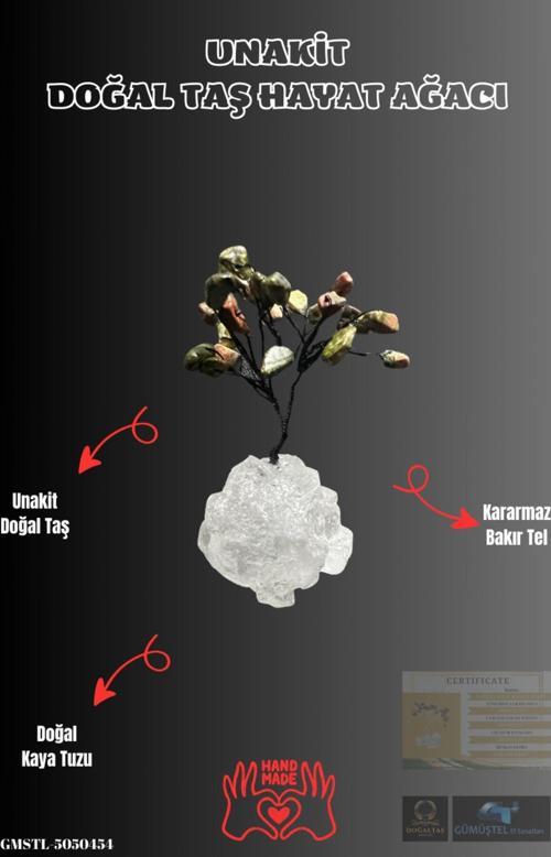 Sertifikalı Doğal Taş Unakit Taşı Dekoratif El Yapımı Ağaç