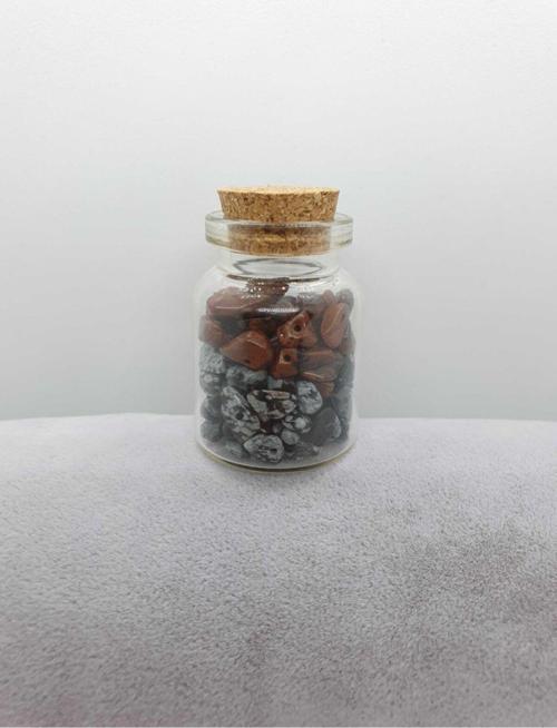 Sertifikalı Tüp Şişelerde Kırık Doğal Taşlar Obsidyen Taşı Delikli 5x3cm Büyük Boy