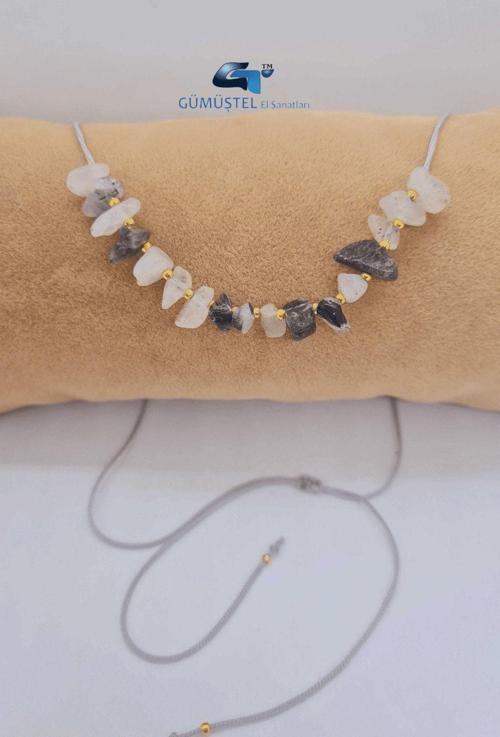 Rutil Kuvars Melek Saçı Taşı Tasarım Kolye Ayarlanabilir Orijinal Doğal Taş Çok Fonksiyonlu Kolye