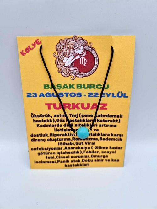 Sertifikalı Başak Burcu Turkuaz Taşı Doğal Taş Kolye