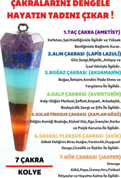 Sertifikalı Pandül Kesim 7 Çakra Doğal Taş Kadın Kolye