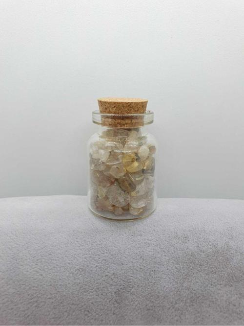 Sertifikalı Tüp Şişelerde Kırık Doğal Taşlar Rutil Kuvars Taşı Delikli 5x3cm Büyük Boy