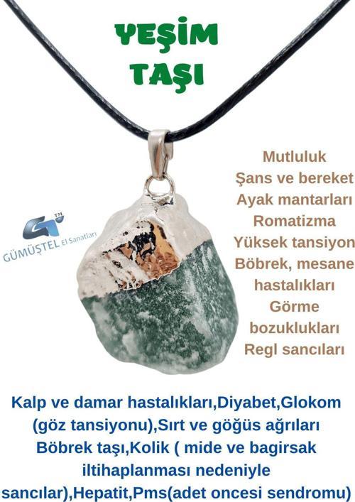 Sertifikalı Ham Yeşim Doğal Taş Kolye Aaa Kalite Zincir Hediyeli