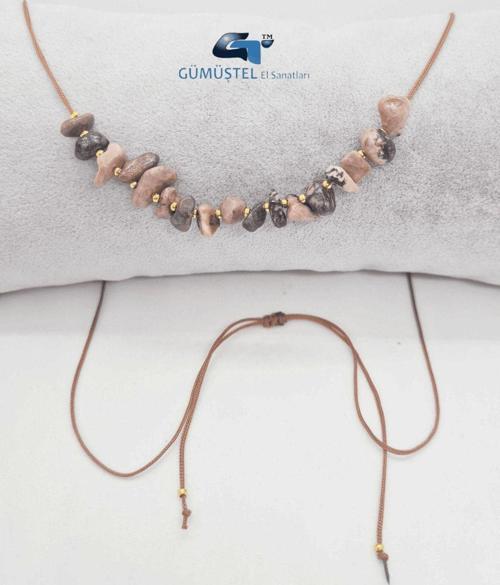 Sertifikalı Rodokrozit Taşı Tasarım Kolye Ayarlanabilir Orijinal Doğal Taş Çok Fonksiyonlu Kolye