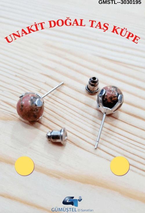 Sertifikalı Unakit Doğal Taş Top Küpe Orijinal Doğal Taş Sürpriz