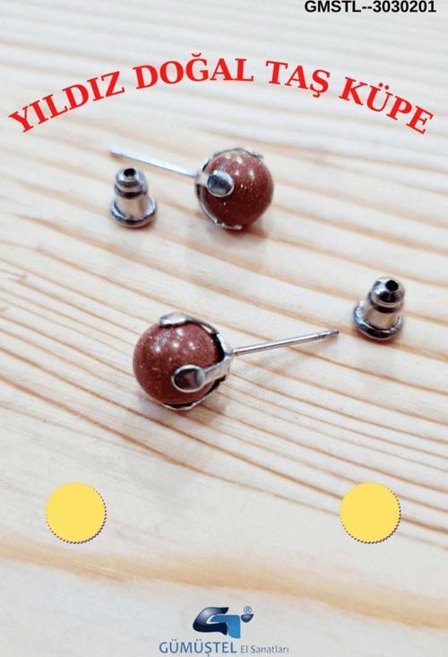 Sertifikalı Yıldız Doğal Taş Top Küpe Orijinal Doğal Taş Sürpriz