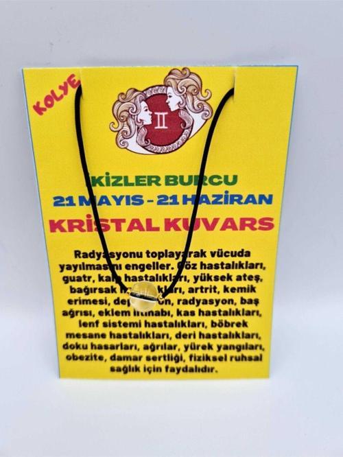 Sertifikalı Ikizler Burcu Kristal Kuvars Taşı Doğal Taş Kolye