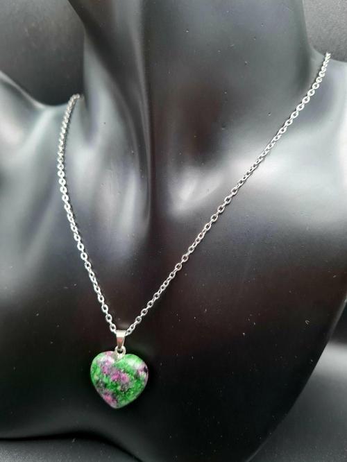 Sertifikalı Kalp Model Anyolit Doğal Taş Kolye