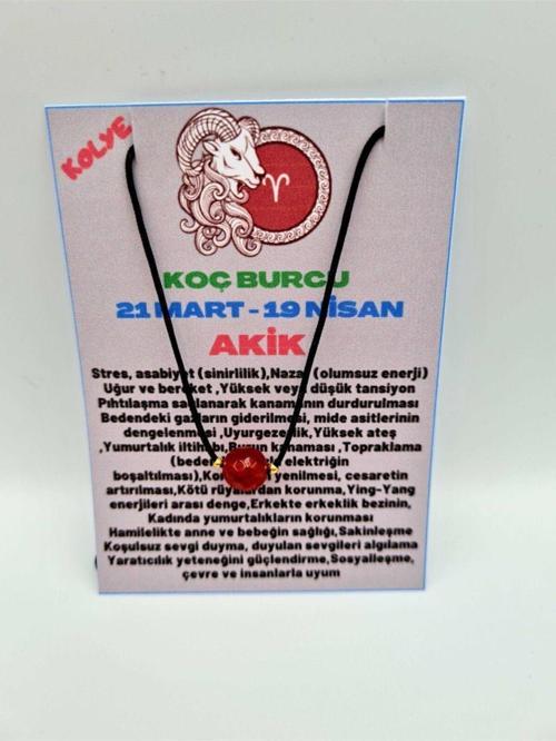 Sertifikalı Koç Burcu Turuncu Akik Taşı Doğal Taş Kolye