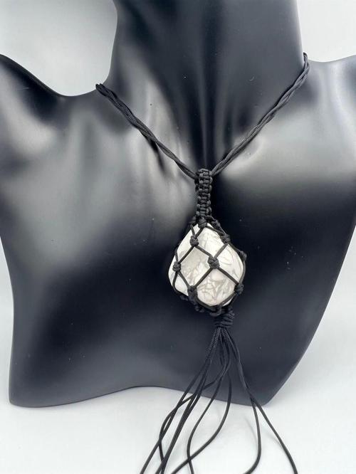 Sertifikalı Havlit Doğal Taş Tasarım Kolye El Yapımı Örgü Model Aaa Kalite