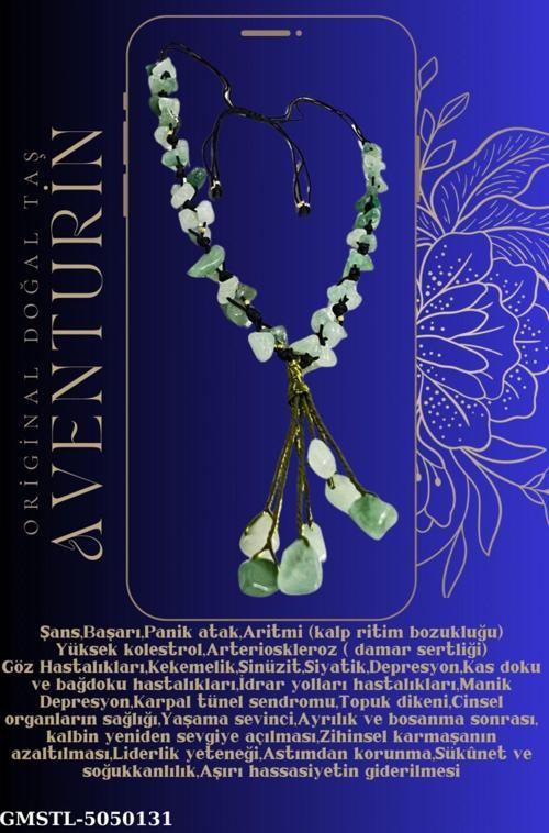 Sertifikalı Aventurin Doğal Taş El Yapımı Tasarım Kolye