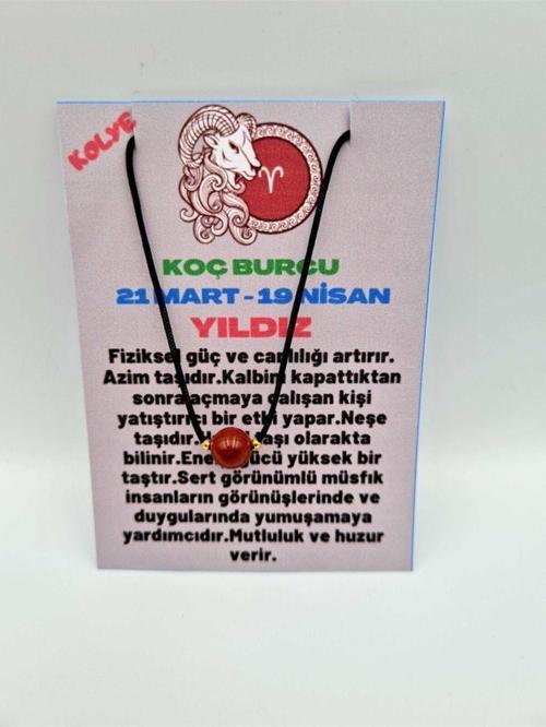 Sertifikalı Koç Burcu Yıldız Taşı Doğal Taş Kolye