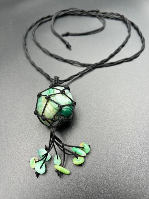 Sertifikalı Akik Doğal Taş Tasarım Kolye El Yapımı Örgü Model Aaa Kalite