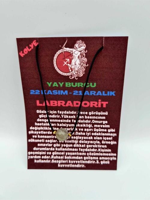 Sertifikalı Yay Burcu Labradorit Taşı Doğal Taş Kolye
