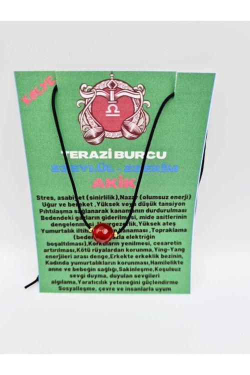 Sertifikalı Terazi Burcu Turuncu Akik Taşı Doğal Taş Kolye