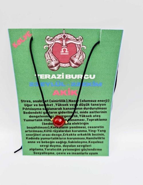 Sertifikalı Terazi Burcu Turuncu Akik Taşı Doğal Taş Kolye