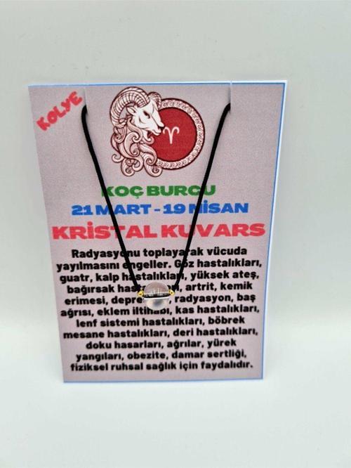 Sertifikalı Koç Burcu Kristal Kuvars Taşı Doğal Taş Kolye