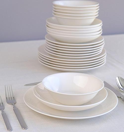 Chic Beyaz Porselen Yemek Takımı 24 Parça 6 Kişilik