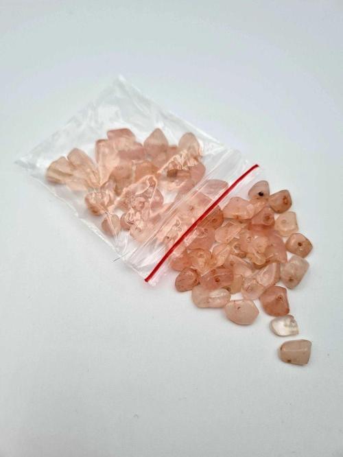 Sertifikalı Pembe Kuvars Kırık Doğal Taş - 20 gr Delikli