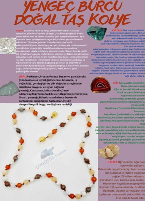 Sertifikalı Özel Tasarım Yengeç Burcu Kolye Krizokol Akik Kalsit Opal Sedef