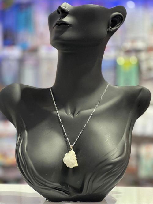 Sertifikalı Işlenmemiş Doğal Taş Kalsit Kolye Sürpriz