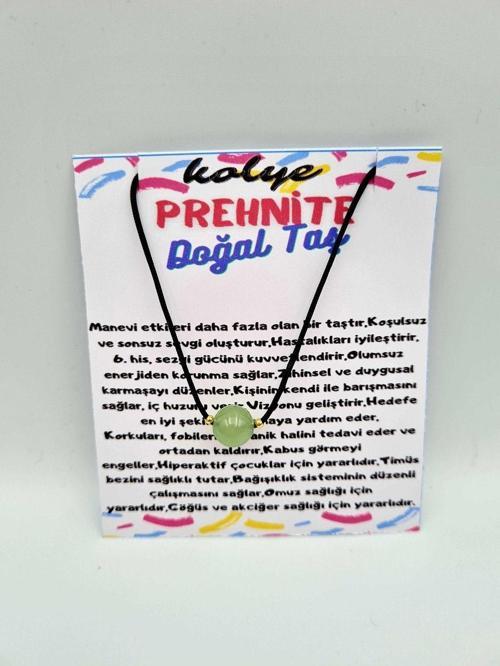 Sertifikalı Prehnite Taşı Kolye Ayarlanabilir Orijinal Doğal Taş Çok Fonksiyonlu Kolye 8mm
